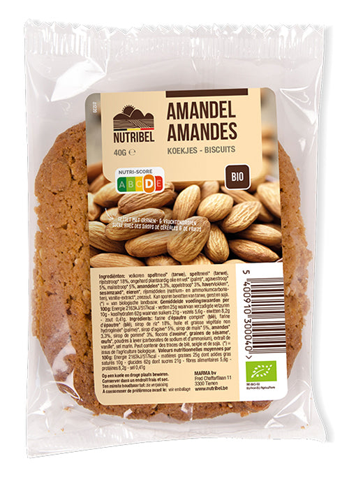 Nutribel Spelt amandelkoek bio 40.00 Gram