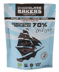 Chocolatemakers Zeiltjes puur 70% met cacaonibs & zeezout bio 100 Gram