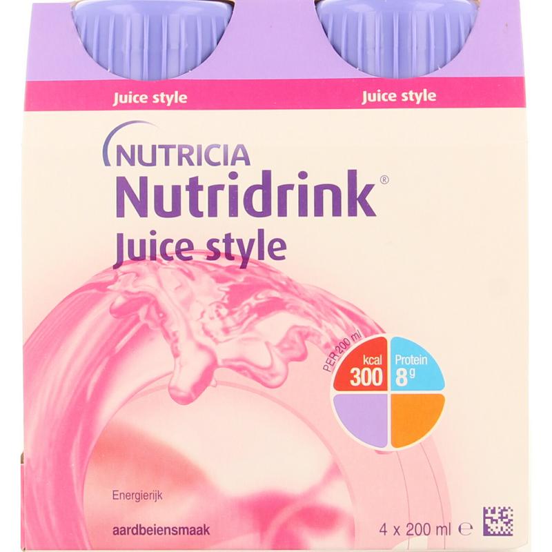 Nutridrink Juice style aardbei 200ml 4 Stuks