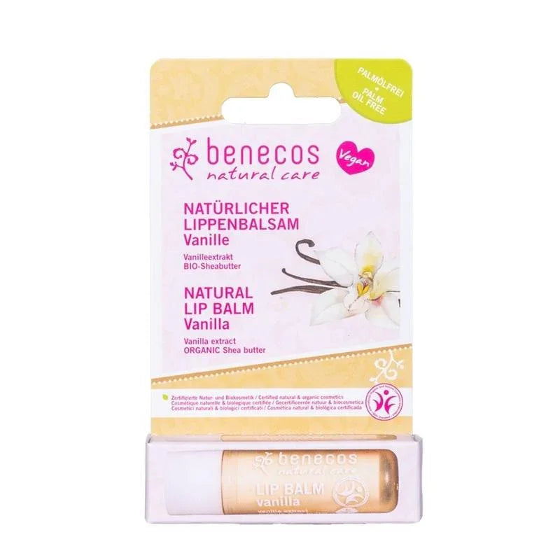 Benecos natural beauty Natural lipbalm vanilla in box 1 Stuks