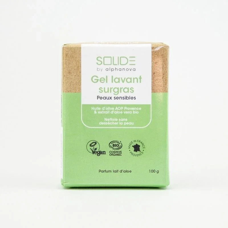 Alphanova Solide Cleansing bar bio gel gevoelige huid sheabutter 100 Gram