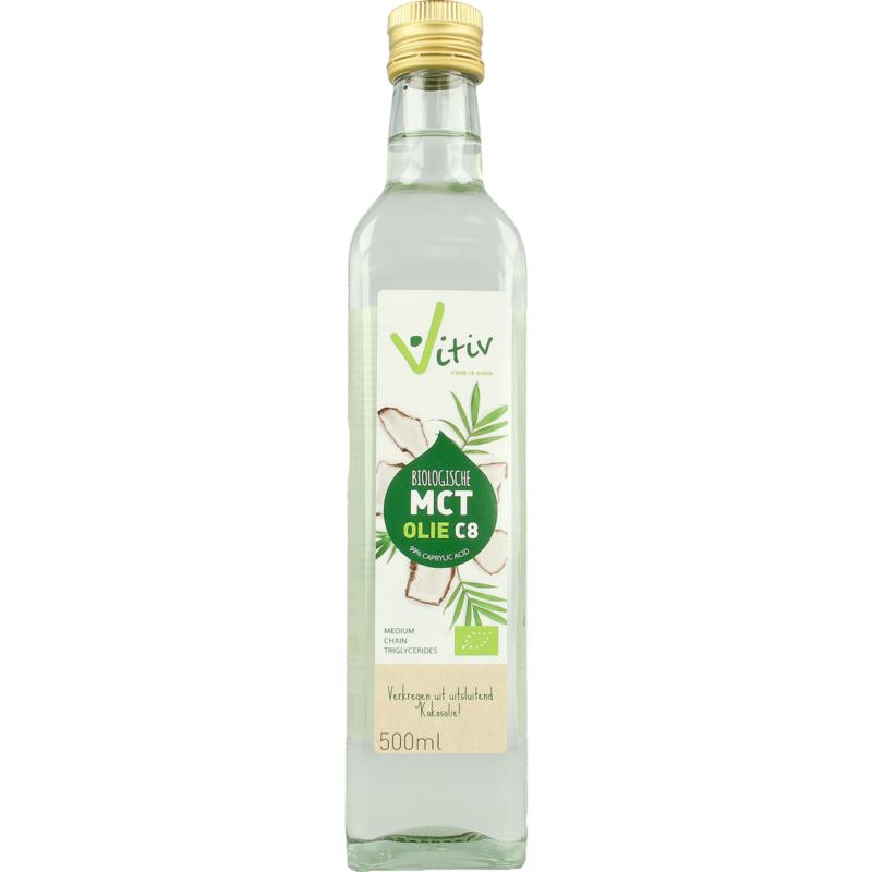 Vitiv MCT olie C8 coconut pure 99% caprylic acid bio 500 Milliliter