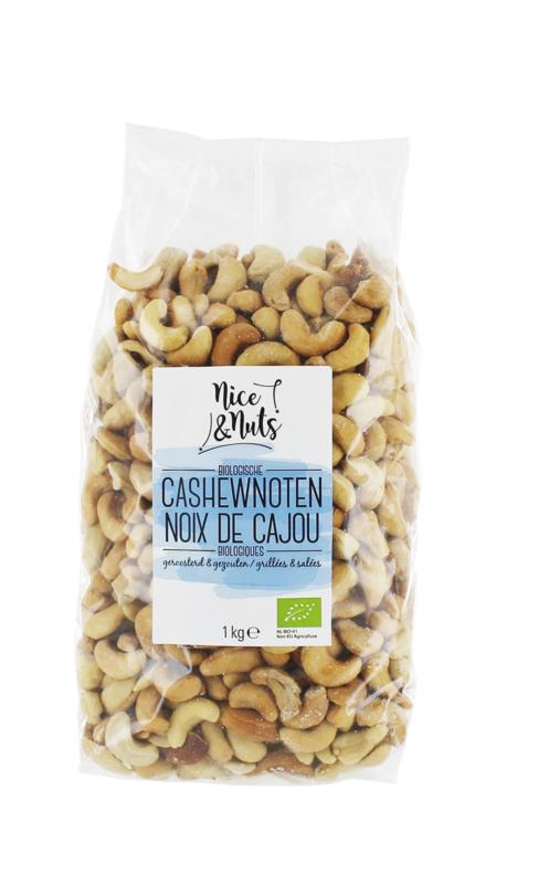 Nice & Nuts Cashewnoten geroosterd en gezouten bio 1.00 Kilogram