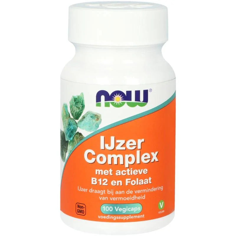 NOW IJzer Complex met actieve B12 en folaat 100 Vegetarische capsules