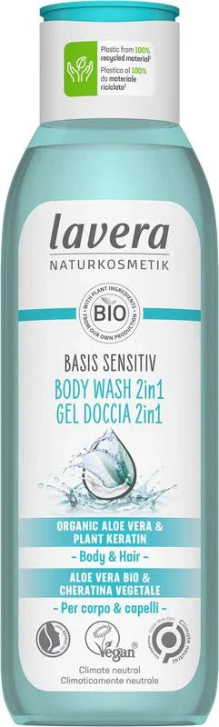 Lavera Basis Sensitiv douchegel/body wash 2-in-1 250 Milliliter