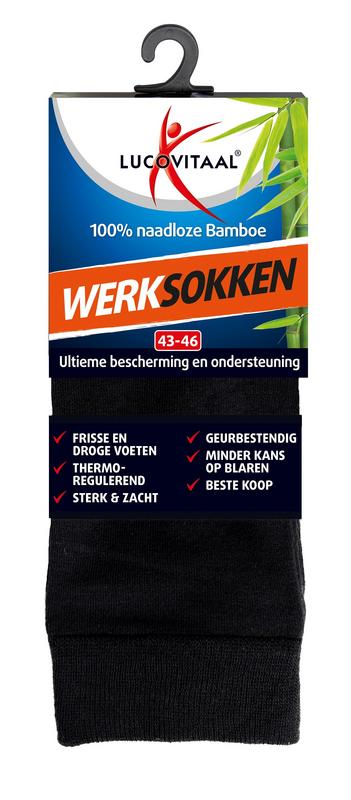 Lucovitaal Bamboe wandel werk sportsokken maat 43-46 1.00 Paar