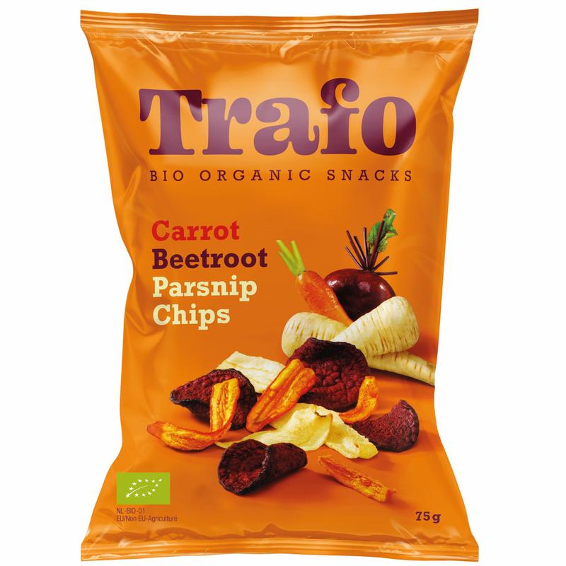 Trafo Groente chips wortel pastinaak rode biet bio 75 Gram