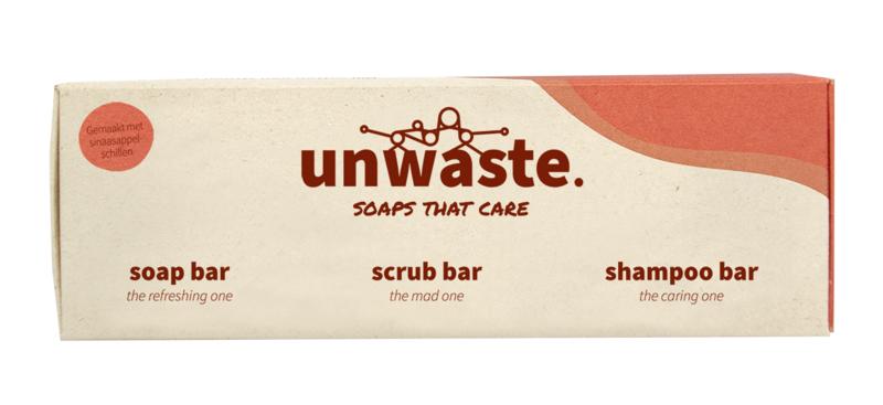 Unwaste Giftset orange soap scrub shampoo 1 Stuks