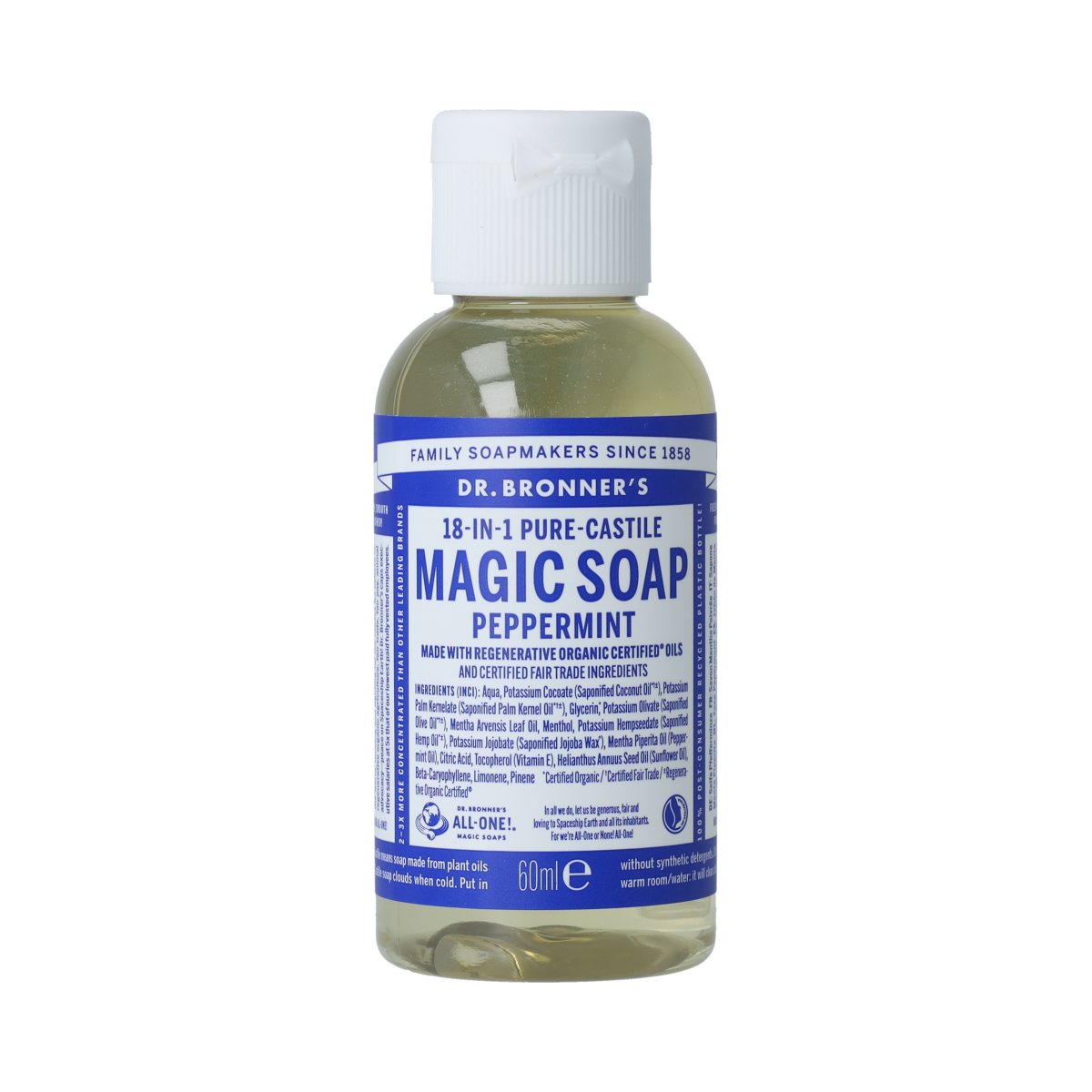 Dr Bronners Liquid soap peppermint 60.00 Milliliter
