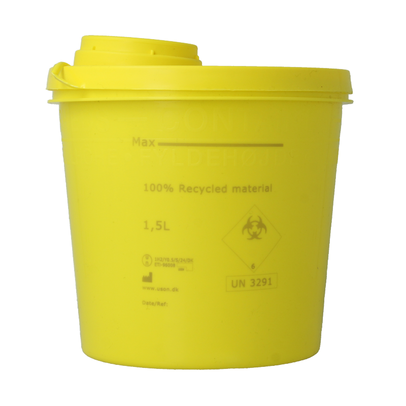 Uson Plast Naaldencontainer 1.5 liter geel gerecycled plastic 1500 Milliliter