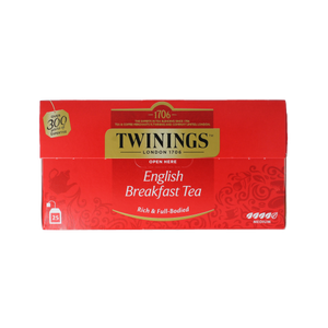 Twinings té inglés desayuno en sobres negro 25 bolsitas
