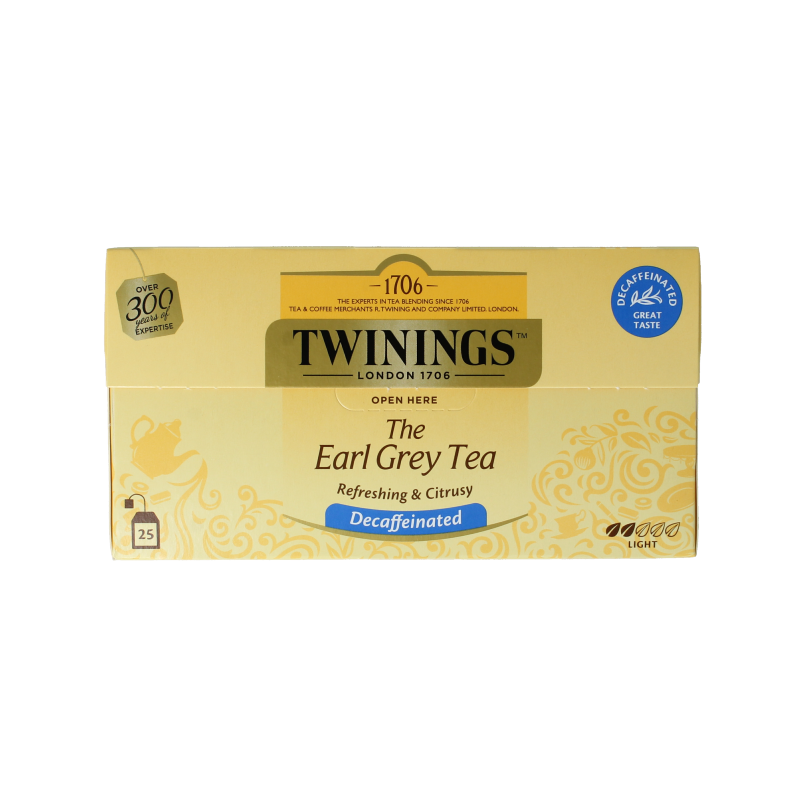 Twinings Earl grey decaf envelop zwart 25 Zakjes