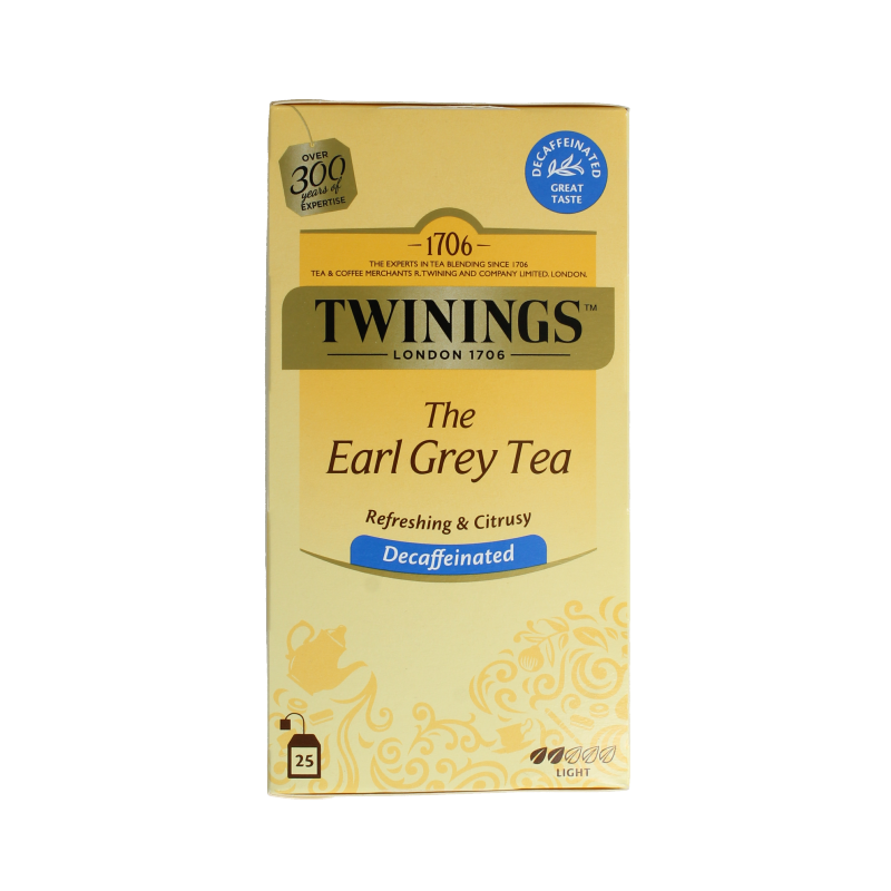 Twinings Earl grey decaf envelop zwart 25 Zakjes