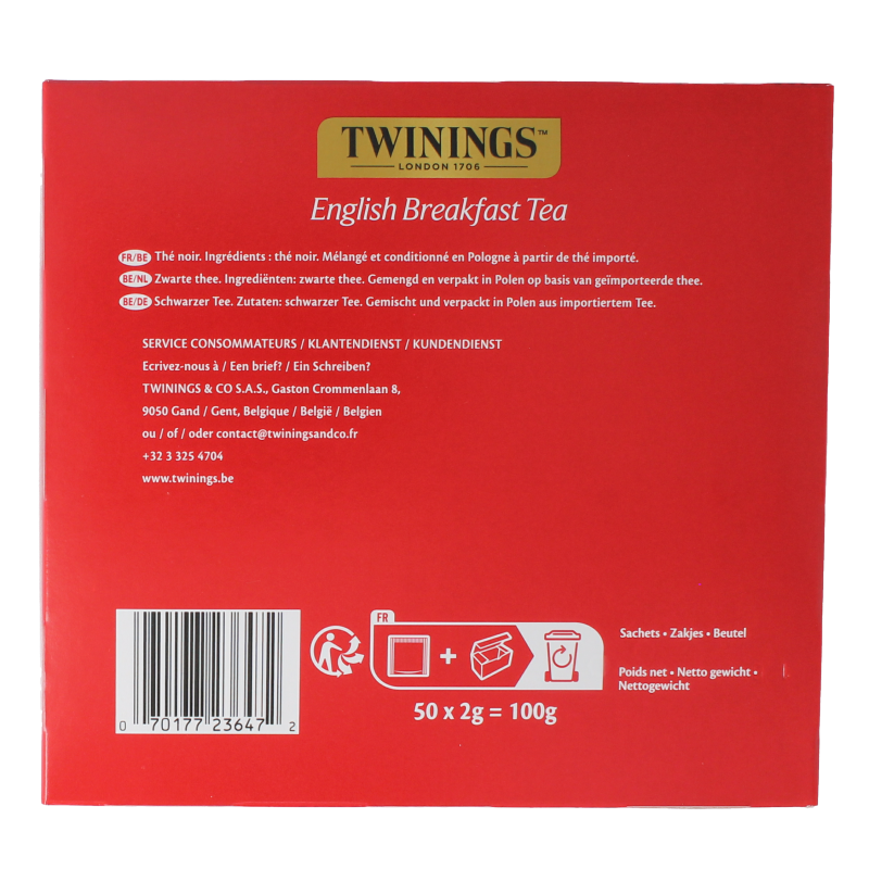 Twinings English breakfast envelop 50 Stuks
