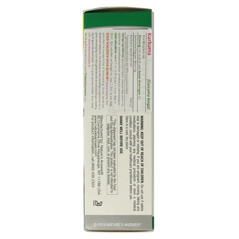 Natures Answer Turmeric-3 Curcuma extract alcoholvrij 30 Milliliter
