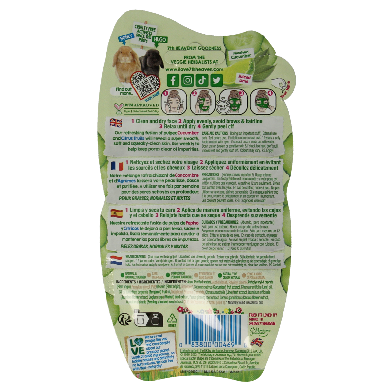 Montagne 7th Heaven gezichtsmasker cucumber peel-off 10 Milliliter