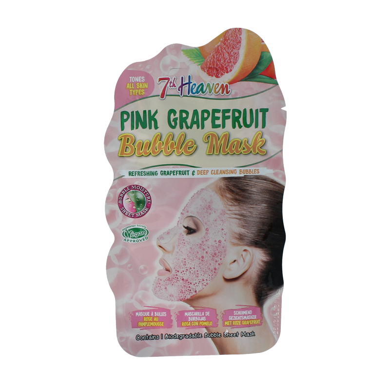 Montagne 7th Heaven face mask pink grapefruit bubble sheet 1 Stuks