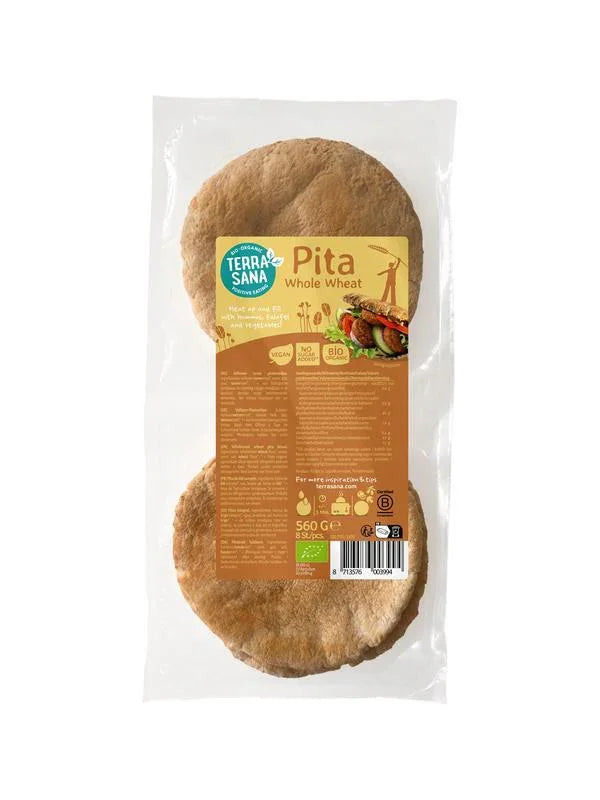 TerraSana Pitabroodjes volkoren 8 stuks bio 560 Gram