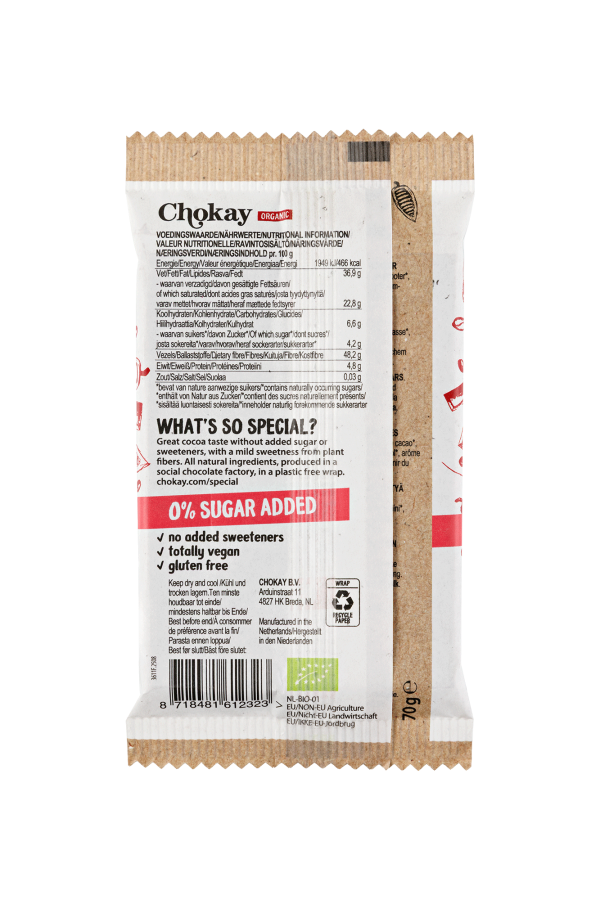 Chokay BIO Bar Extra Dark Caramel Pecan 70.00 Gram