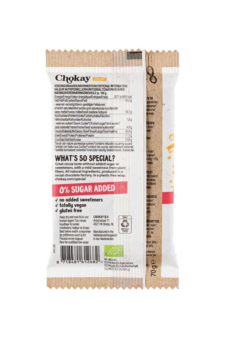 Chokay BIO Bar Dark Caramel Peanut 70.00 Gram