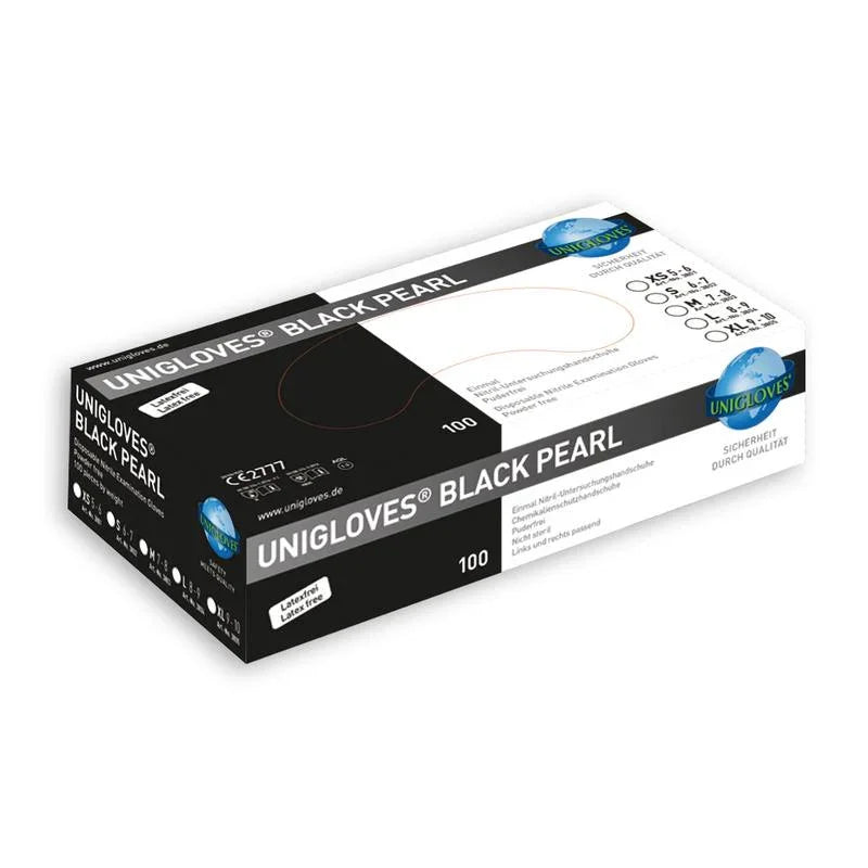 Unigloves Handschoenen pearl nitril zwart poedervrij XL 100 Stuks