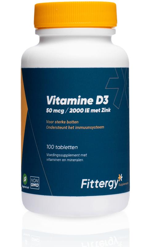 Fittergy Vitamine D3 50mcg met zink 100 Tabletten