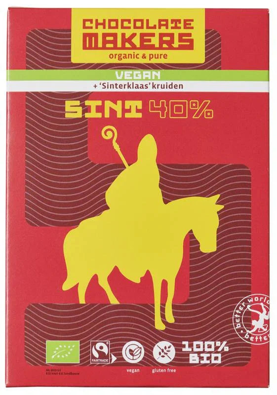 Chocolatemakers Sint letter 40% vegan + Sinterklaaskruiden bio 120 Gram