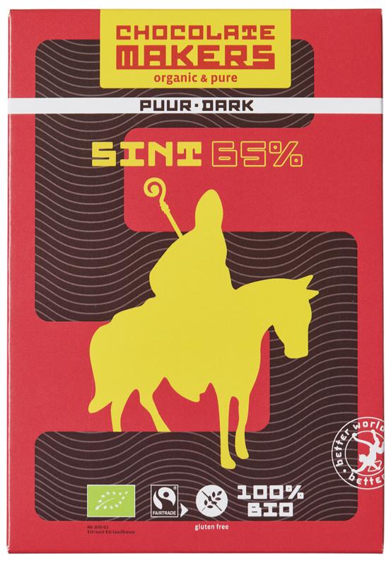 Chocolatemakers Sint letter 65% puur bio 120 Gram