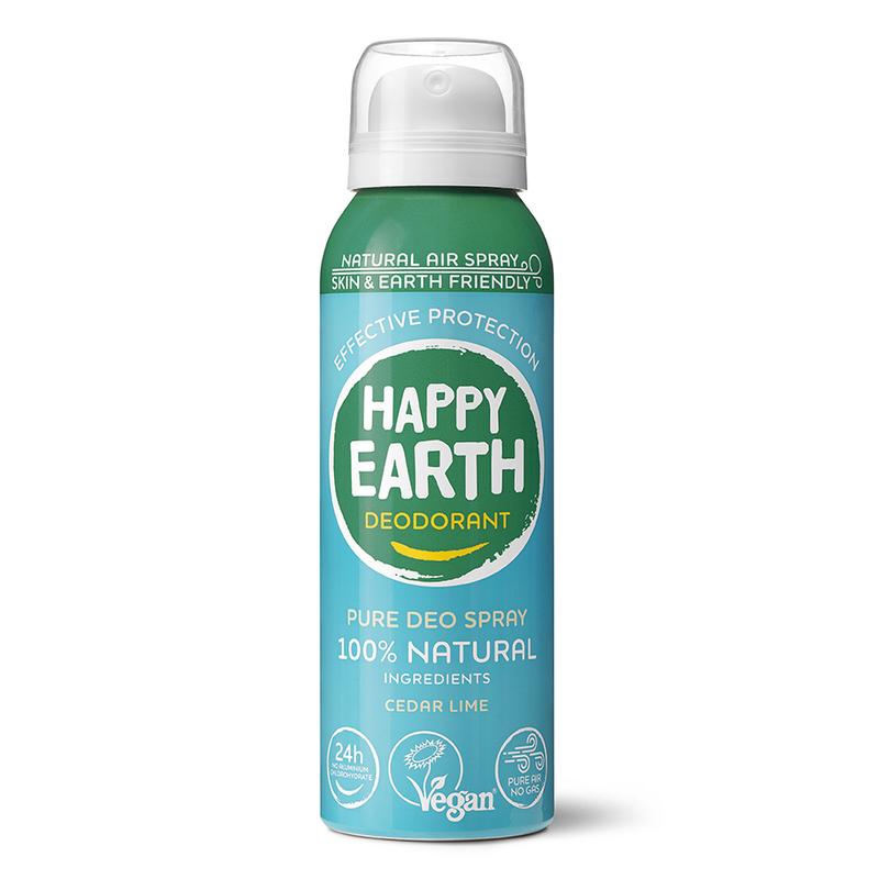 Happy Earth Natuurlijke deo natural air spray cedar lime 100 Milliliter