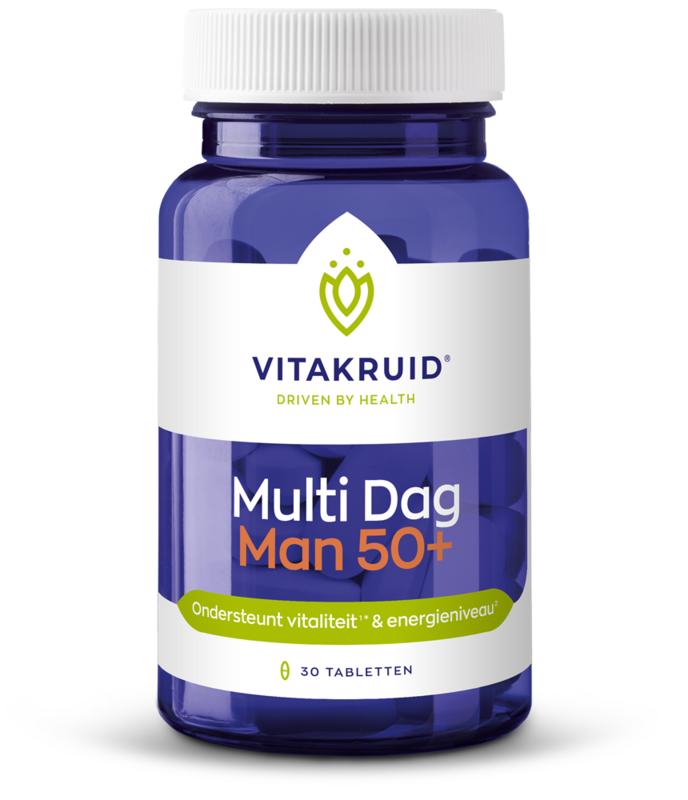 Vitakruid Multi Dag Man 50+ 100% Vegan 30 Tabletten