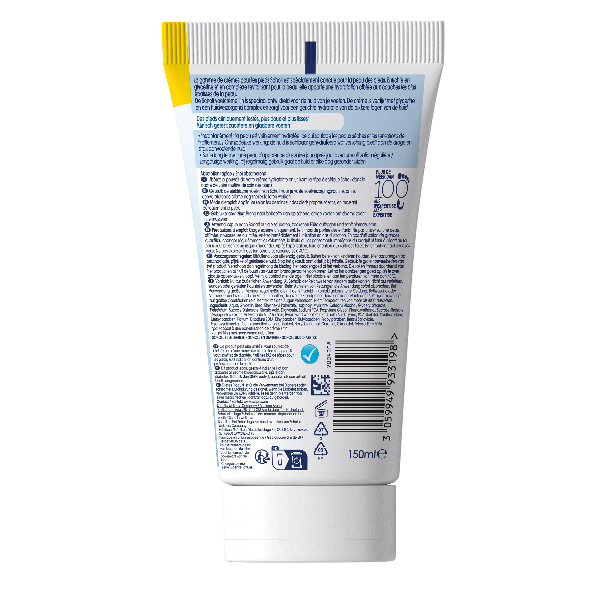 Dr. Scholl's Voetcreme dagelijkse hydratatie 150.00 Milliliter