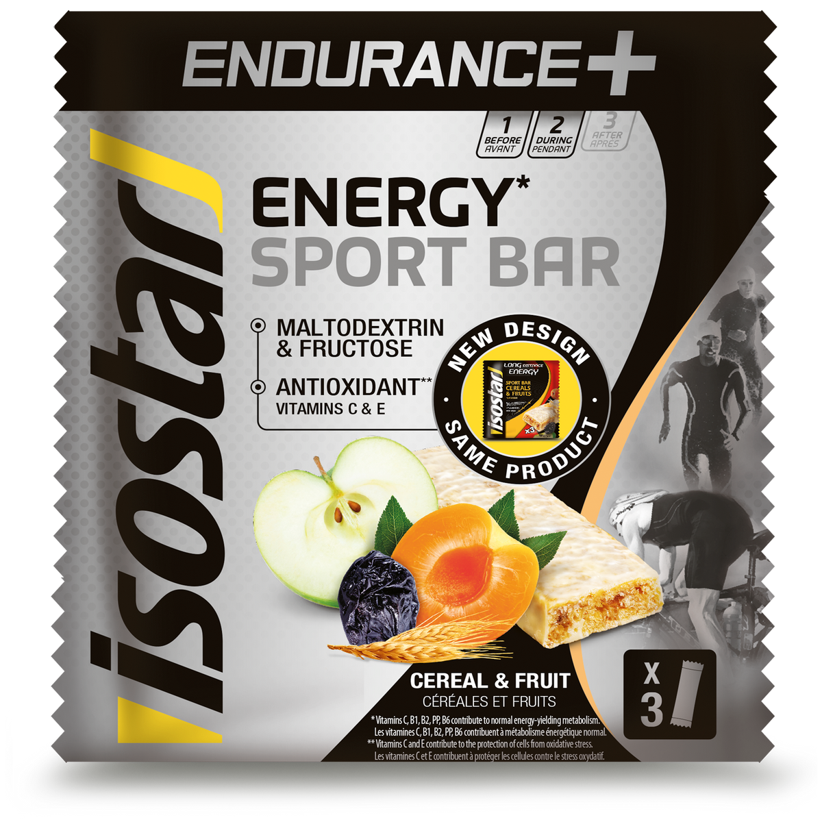 Isostar Endurance+ energy sport bar cereal & fruit 3 pack 120 Gram