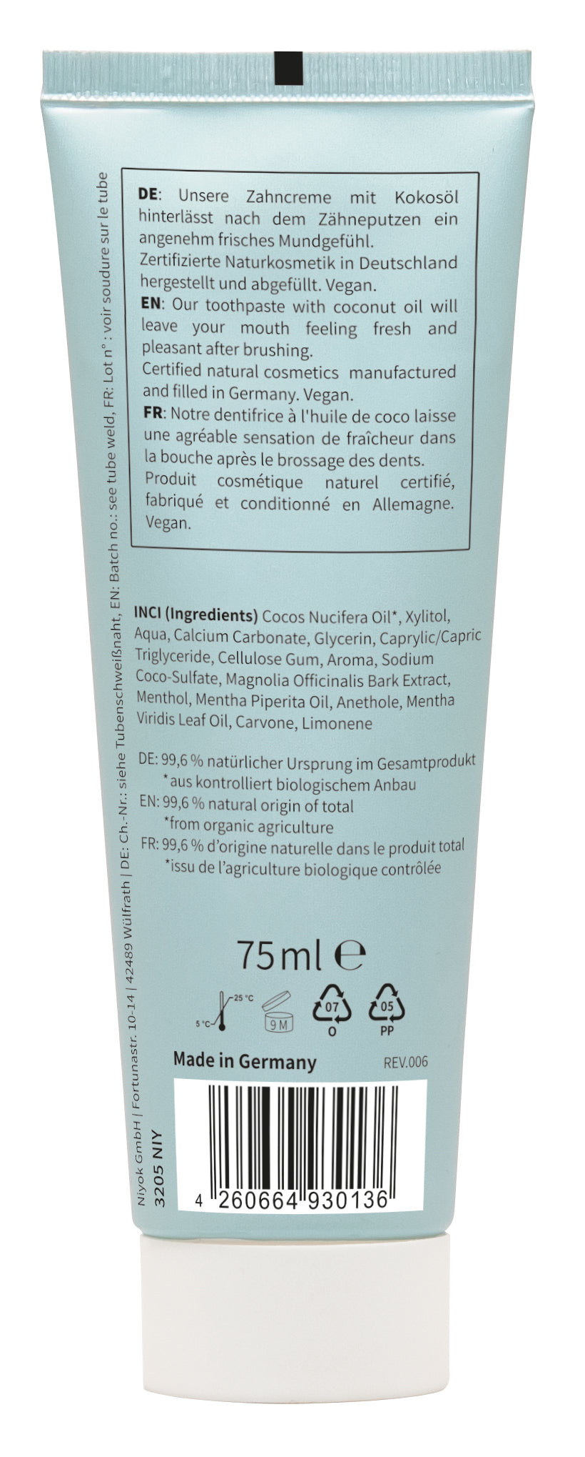 Niyok tandpasta icemint 75.00 Milliliter