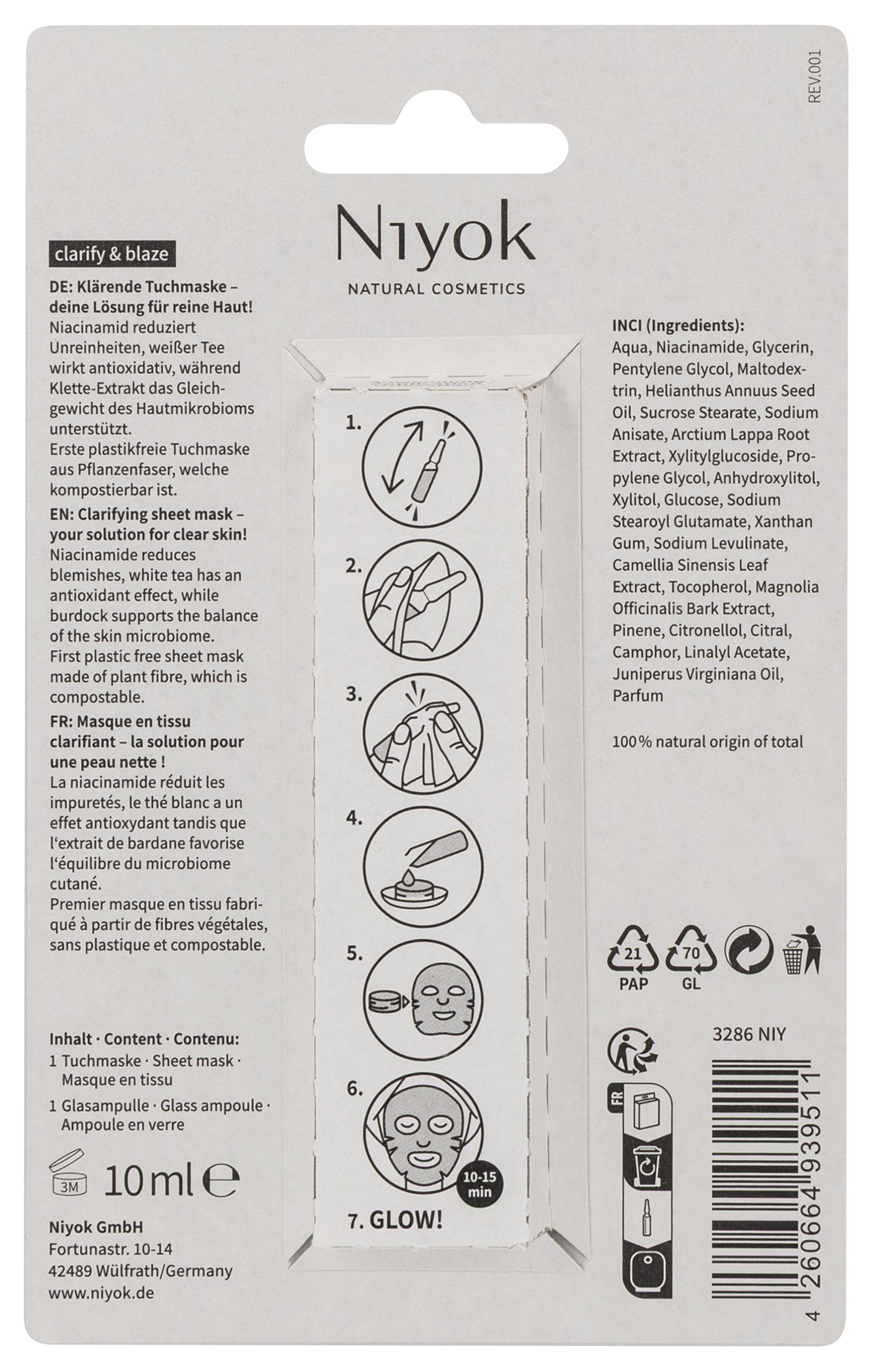 Niyok sheet mask Clarify & Blaze 10.00 Milliliter