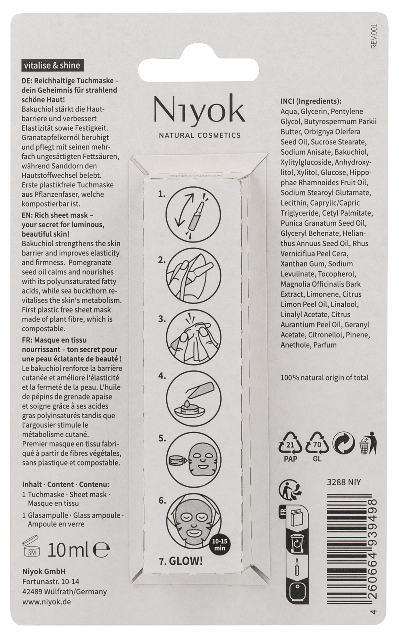 Niyok sheet mask Vitalize & Shine 10.00 Milliliter