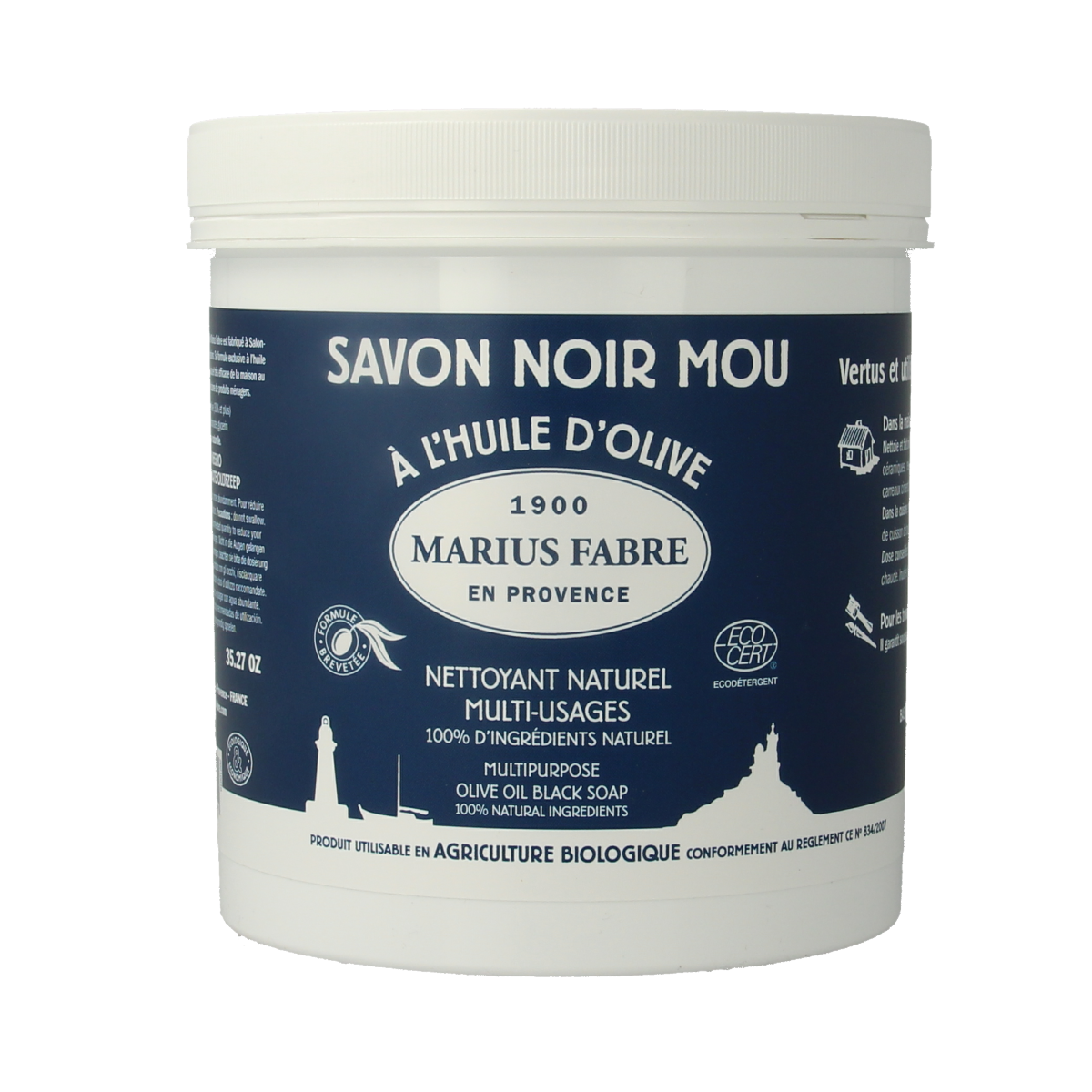Marius Fabre Savon noir lavoir zwarte zeep pot 1.00 Kilogram