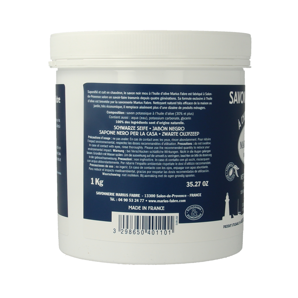 Marius Fabre Savon noir lavoir zwarte zeep pot 1.00 Kilogram