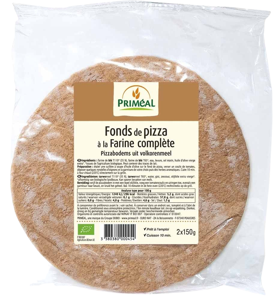 Primeal Pizza basis 150 gram bio 2 Stuks