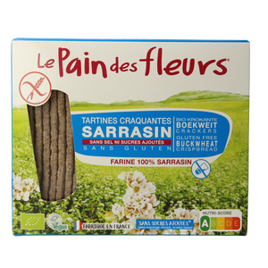 Pain Des Fleurs Krokante crackers boekweit zoutloos glutenvrij bio 150.00 Gram