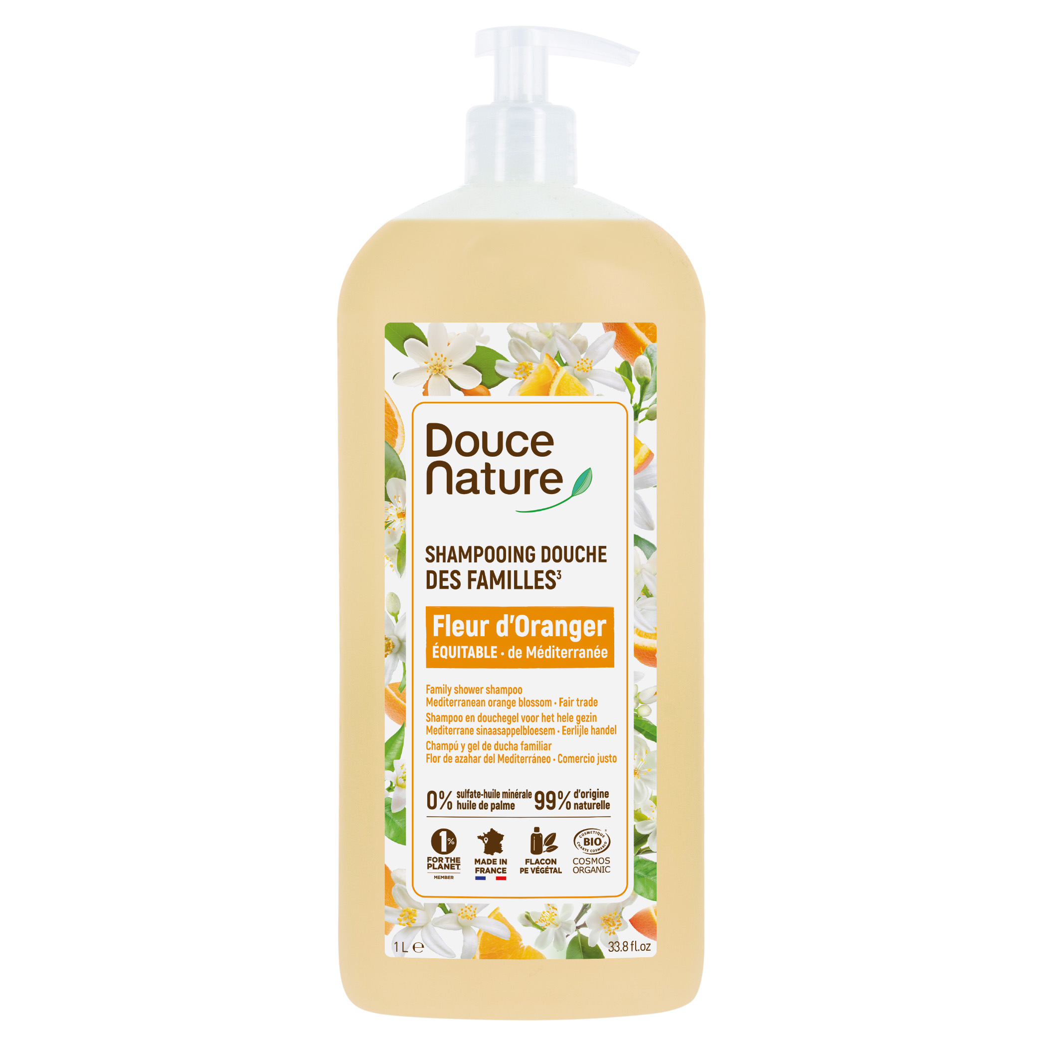 Douce Nature Douchegel & shampoo familie oranjebloesem bio 1 Liter