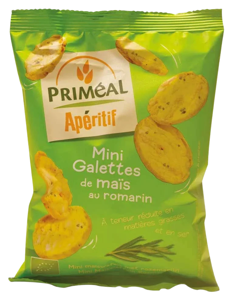 Primeal Aperitive mini maiscrackers olijf rozemarijn bio 50 Gram