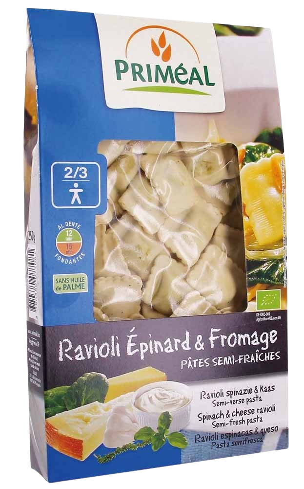 Primeal Ravioli spinazi kaas bio 250 Gram