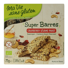 Ma Vie Sans Super repen sesam & cranberry glutenvrij bio 75 Gram