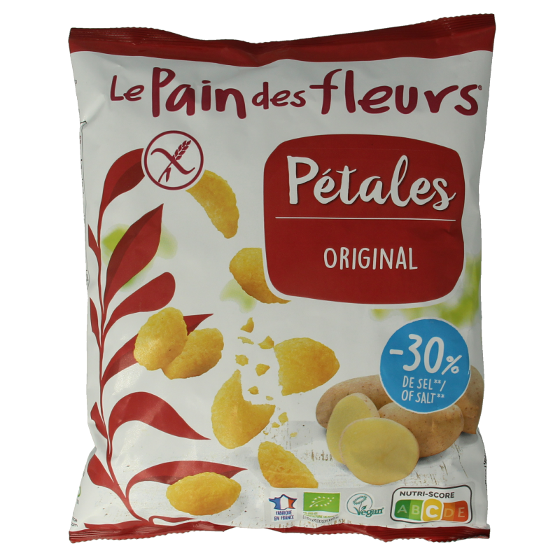 Pain Des Fleurs Chips naturel -30% zout bio glutenvrij vegan 75 Gram
