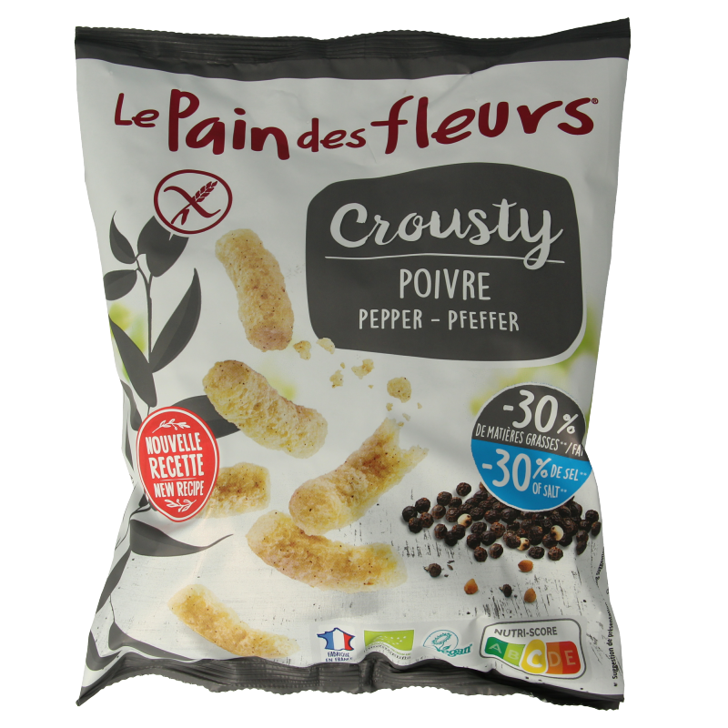 Pain Des Fleurs Crousty chips peper glutenvrij bio 75 Gram