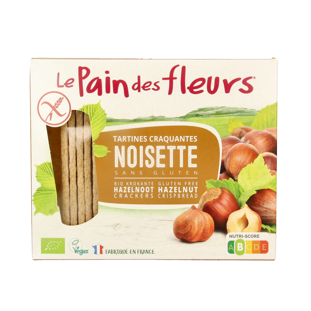 Pain Des Fleurs Op=Op Krokante crackers hazelnoot glutenvrij bio 150.00 Gram