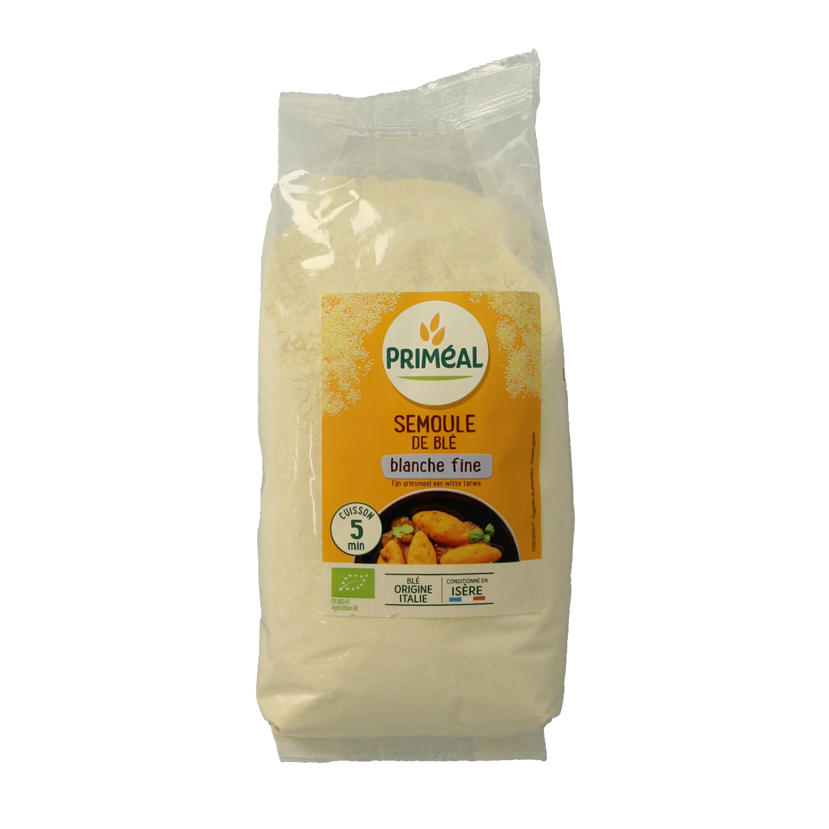 Primeal Griesmeel witte tarwe fijn bio 500.00 Gram