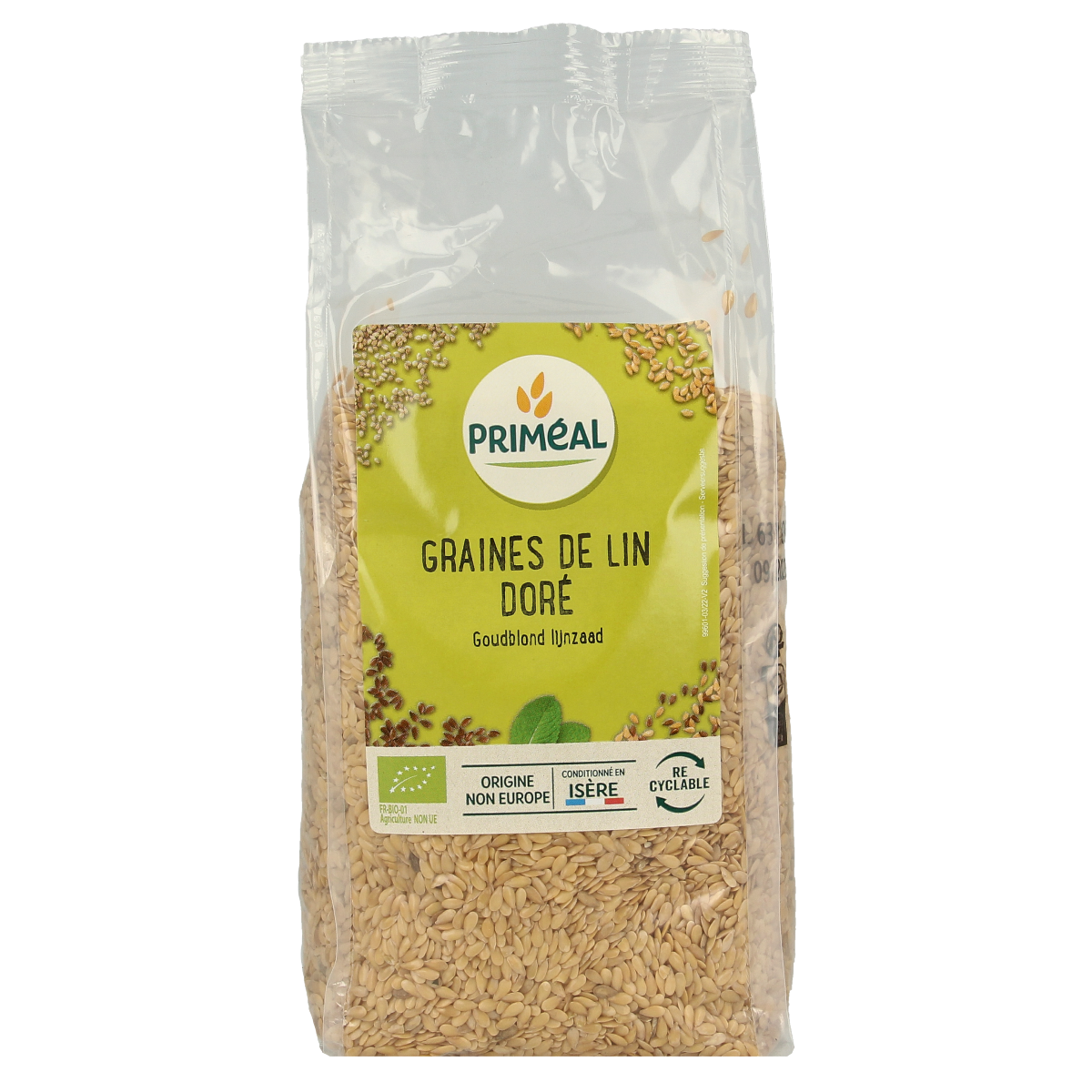 Primeal Lijnzaad goudblond bio 500.00 Gram
