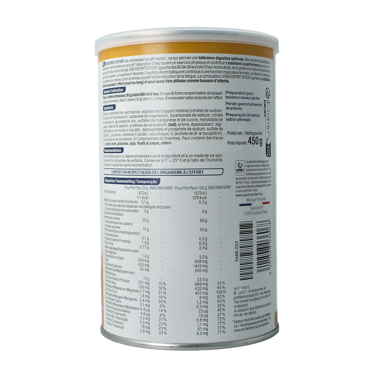 Nutergia Ergysport effort perzik 450.00 Gram