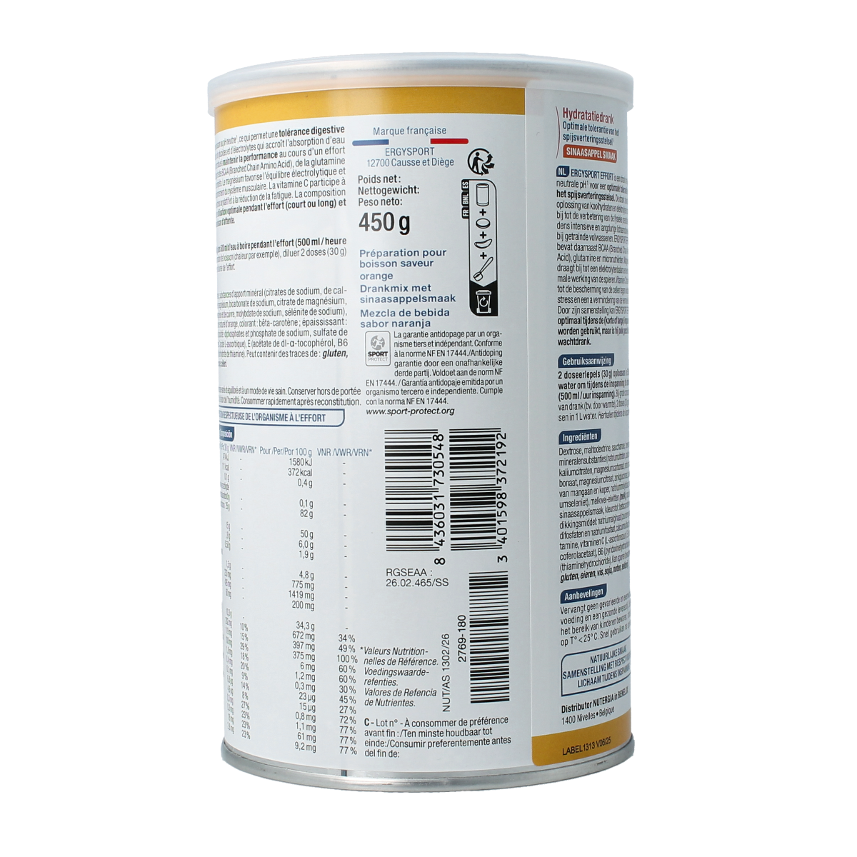 Nutergia Ergysport effort sinaasappel 450.00 Gram